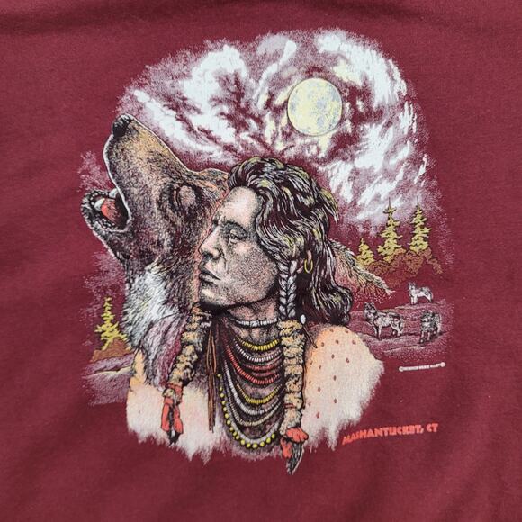 Vintage 1995 Native-American Wolf Sweatshirt Womens 2XL 25x26 Boxy - Picture 6 of 13